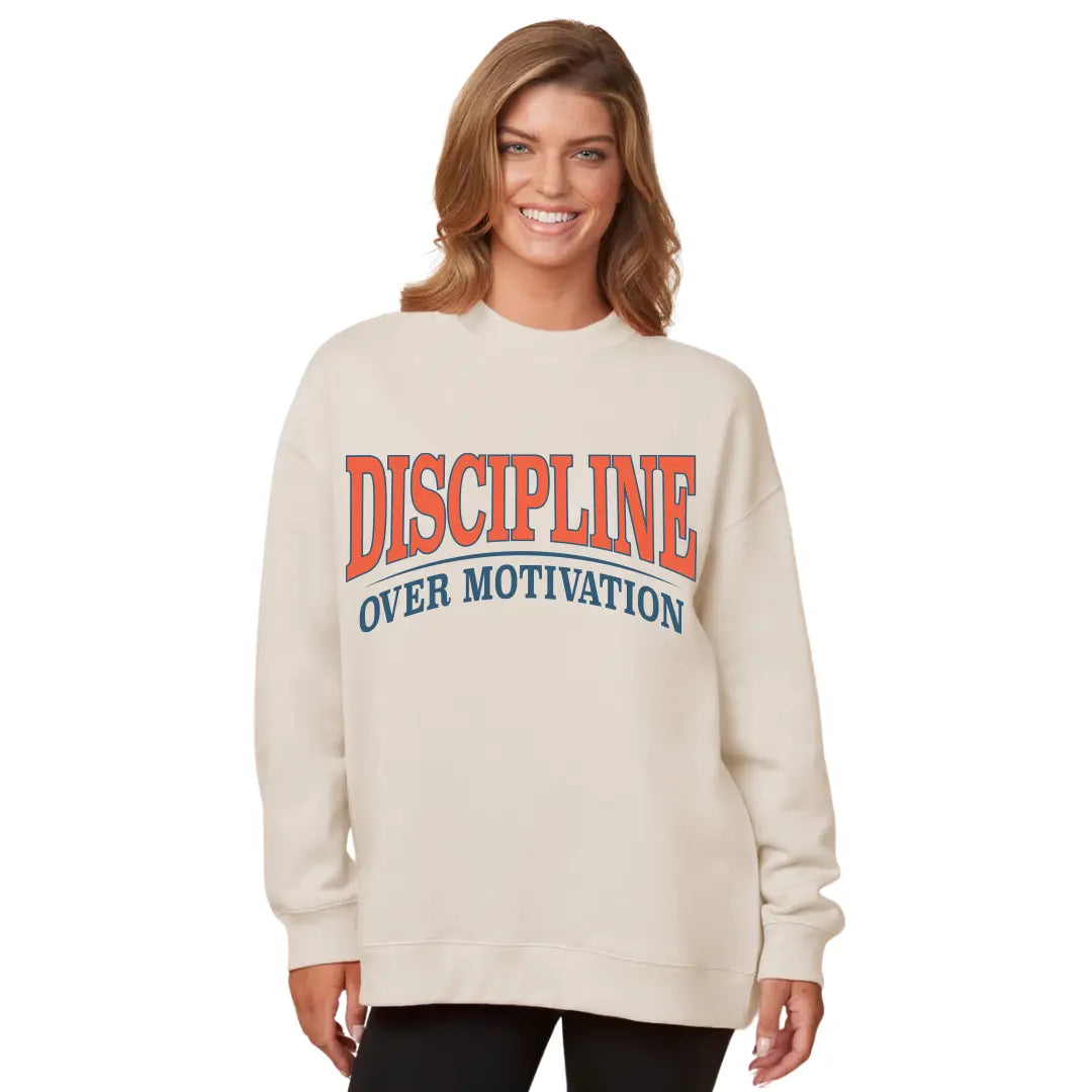 Discipline Over Motivation Crewneck - IVORY Kelly Yager