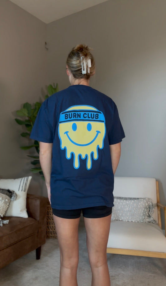 Burn Club T Shirt - Navy Smiley