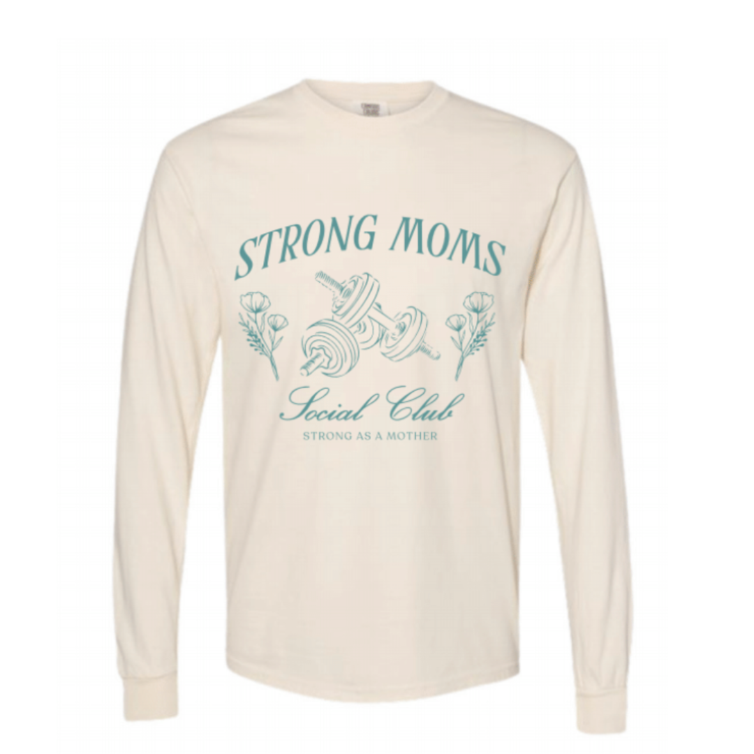 Strong Moms Social Club LS - CREAM WEIGHTS