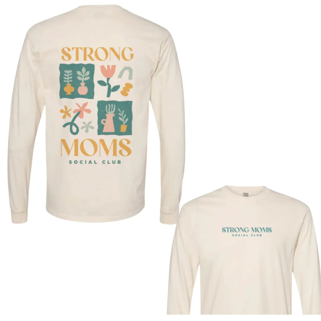 Strong Moms Social Club Long Sleeve - CREAM FLORAL Kelly Yager