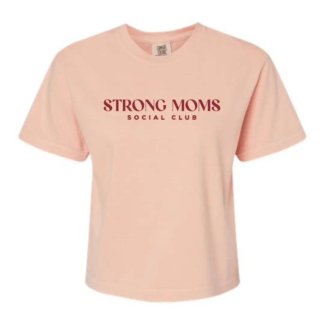 Strong Moms Social Club Crop - PEACH Kelly Yager