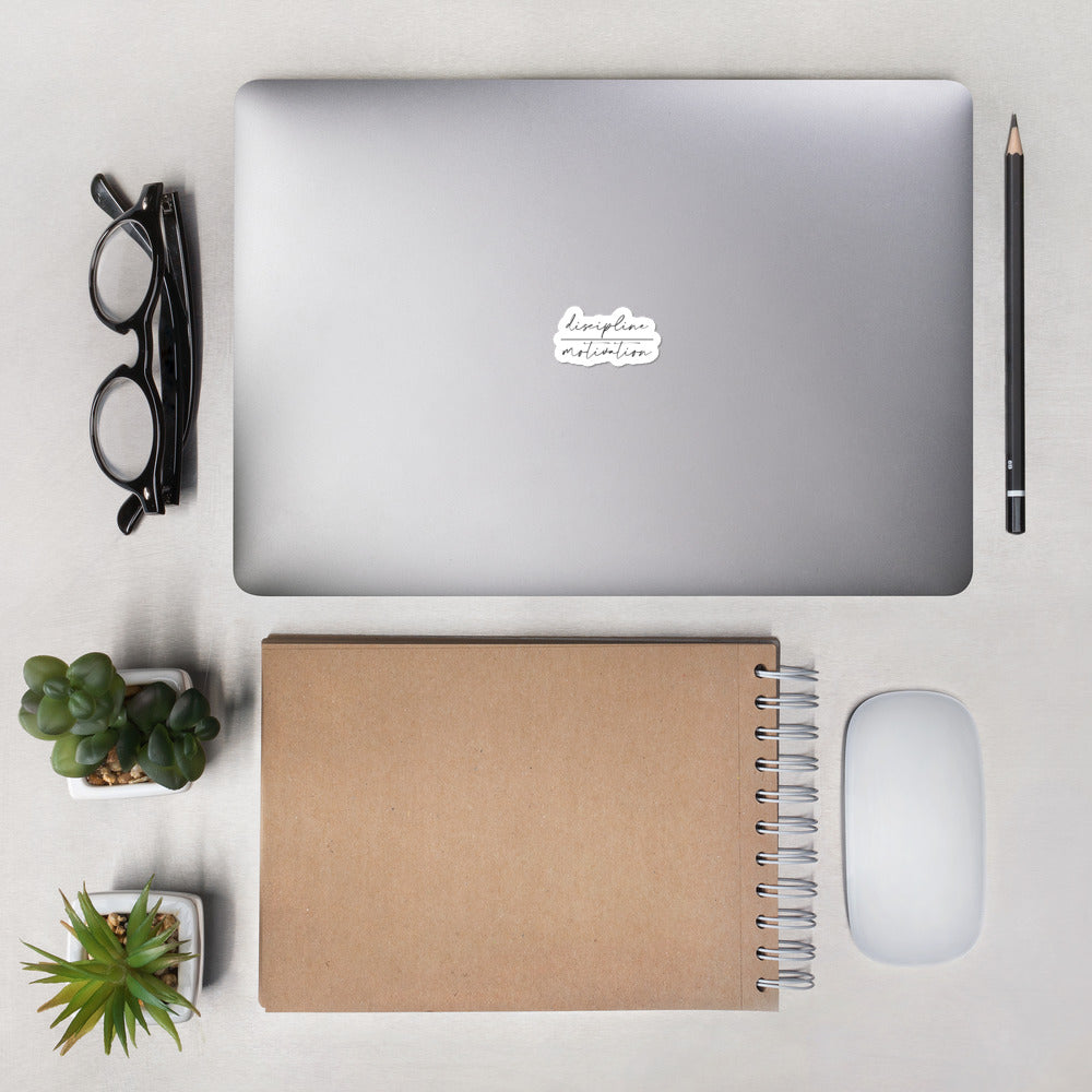 Bubble-free stickers - discipline | motivation - white