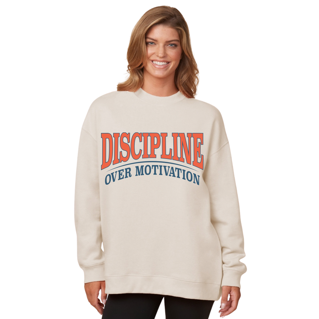 Discipline Over Motivation Crewneck - IVORY
