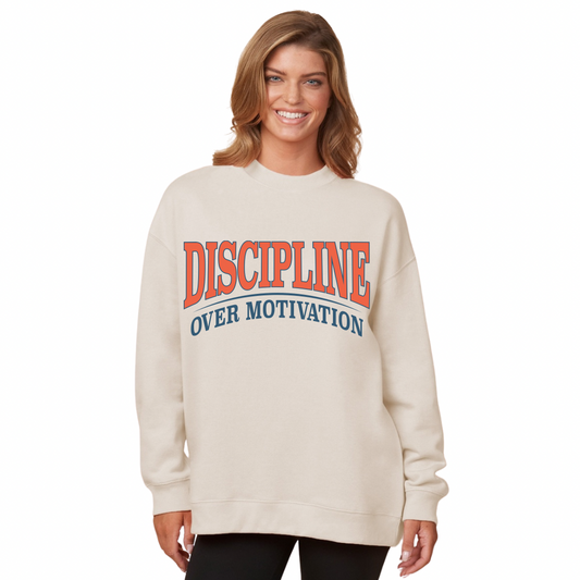 Discipline Over Motivation Crewneck - IVORY