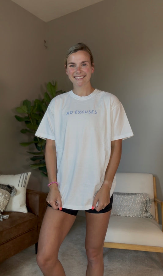 No Excuses Smiley T Shirt - White