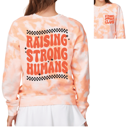 Raising Strong Humans Checkered - CORAL TIE DYE - TANGERINE