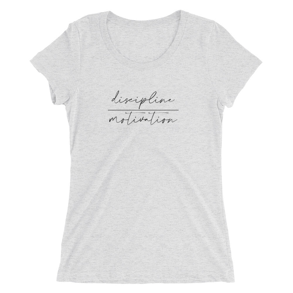 Ladies' short sleeve t-shirt - discipline | motivation - black logo